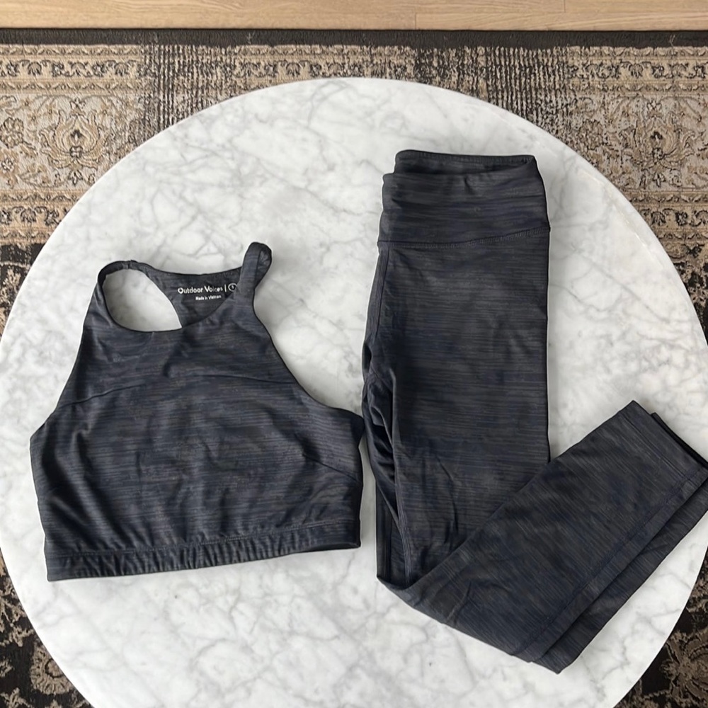 Outdoor Voices bra/legging set. Size Small. Color: Night.
